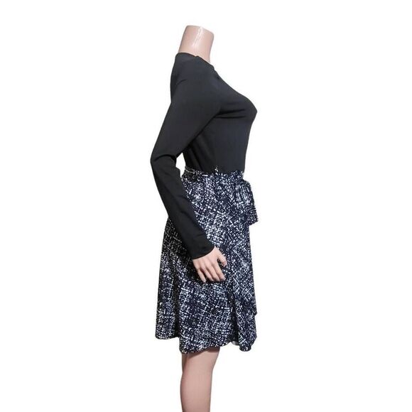 Shein women's long sleeve fit and flare tie front midi dress L - Picture 5 of 7